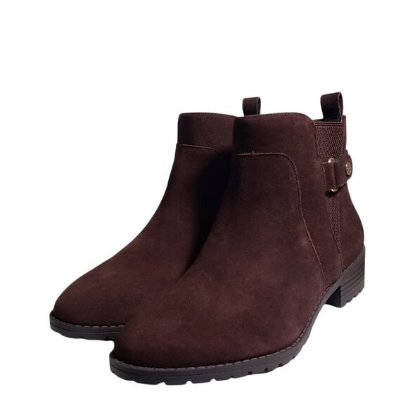 Giani Bernini Womens Brown Leather Slip On Almond Toe Booties Ankle Boots Sz 6M - Picture 2 of 9